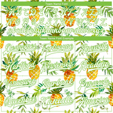 Load image into Gallery viewer, Custom White White-Neon Green Pineapples 3D Pattern Design Bomber Full-Snap Varsity Letterman Jacket
