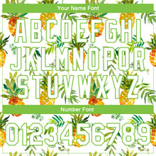 Load image into Gallery viewer, Custom White White-Neon Green Pineapples 3D Pattern Design Bomber Full-Snap Varsity Letterman Jacket
