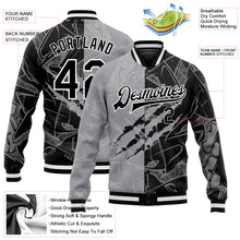 Load image into Gallery viewer, Custom Graffiti Pattern Black-Gray Scratch 3D Bomber Full-Snap Varsity Letterman Jacket
