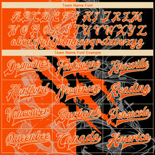Load image into Gallery viewer, Custom Graffiti Pattern Orange Black-Cream Scratch 3D Bomber Full-Snap Varsity Letterman Jacket
