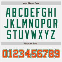 Load image into Gallery viewer, Custom White Orange-Kelly Green Bomber Full-Snap Varsity Letterman Two Tone Jacket
