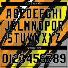 Load image into Gallery viewer, Custom Gray Black Orange-Gold 3D Pattern Design Bomber Full-Snap Varsity Letterman Jacket
