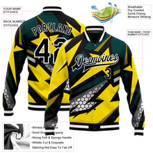 Load image into Gallery viewer, Custom Gold Black-Old Gold 3D Pattern Design Bomber Full-Snap Varsity Letterman Jacket
