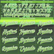 Load image into Gallery viewer, Custom Green Neon Green-White 3D Pattern Design Bomber Full-Snap Varsity Letterman Jacket
