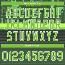 Load image into Gallery viewer, Custom Green Neon Green-White 3D Pattern Design Bomber Full-Snap Varsity Letterman Jacket
