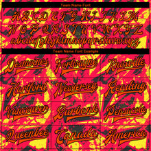 Load image into Gallery viewer, Custom Red Orange Gold-Black 3D Pattern Design Bomber Full-Snap Varsity Letterman Jacket
