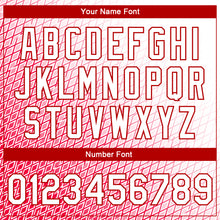 Load image into Gallery viewer, Custom Red White 3D Pattern Design Bomber Full-Snap Varsity Letterman Jacket
