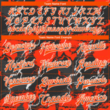 Load image into Gallery viewer, Custom Red Orange-Black 3D Pattern Design Bomber Full-Snap Varsity Letterman Jacket
