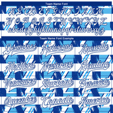 Load image into Gallery viewer, Custom Royal White-Light Blue 3D Pattern Design Bomber Full-Snap Varsity Letterman Jacket
