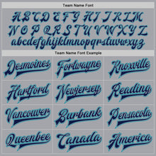 Load image into Gallery viewer, Custom Gray Navy-Teal Bomber Full-Snap Varsity Letterman Jacket
