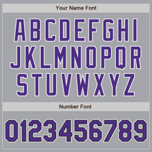 Load image into Gallery viewer, Custom Gray Purple-Black Bomber Full-Snap Varsity Letterman Jacket
