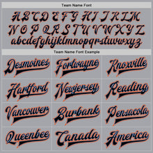 Load image into Gallery viewer, Custom Gray Black Powder Blue-Orange Bomber Full-Snap Varsity Letterman Jacket
