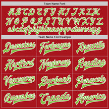 Load image into Gallery viewer, Custom Red Neon Green-White Bomber Full-Snap Varsity Letterman Jacket
