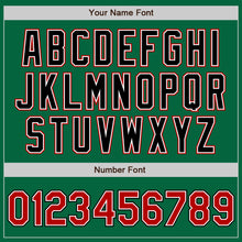 Load image into Gallery viewer, Custom Kelly Green Red-Black Bomber Full-Snap Varsity Letterman Jacket
