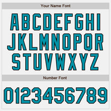Load image into Gallery viewer, Custom White Teal Pinstripe Teal-Black Bomber Full-Snap Varsity Letterman Jacket
