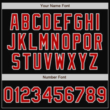 Load image into Gallery viewer, Custom Black Red-White Bomber Full-Snap Varsity Letterman Jacket
