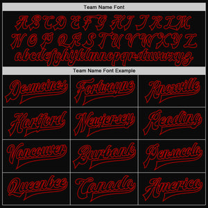 Custom Black Black-Red Bomber Full-Snap Varsity Letterman Jacket