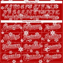 Load image into Gallery viewer, Custom Red White Christmas 3D Bomber Full-Snap Varsity Letterman Jacket
