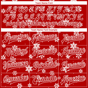 Custom Red White Christmas 3D Bomber Full-Snap Varsity Letterman Jacket