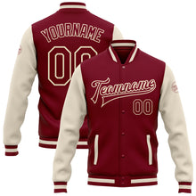 Load image into Gallery viewer, Custom Crimson Crimson Cream-Maroon Bomber Full-Snap Varsity Letterman Two Tone Jacket
