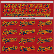 Load image into Gallery viewer, Custom Red Navy-Gold Bomber Full-Snap Varsity Letterman Two Tone Jacket
