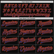 Load image into Gallery viewer, Custom Black Royal-Orange Bomber Full-Snap Varsity Letterman Two Tone Jacket
