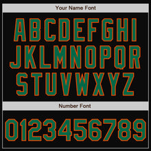 Load image into Gallery viewer, Custom Black Kelly Green-Orange Bomber Full-Snap Varsity Letterman Two Tone Jacket
