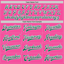 Load image into Gallery viewer, Custom Pink Kelly Green-White Bomber Full-Snap Varsity Letterman Jacket
