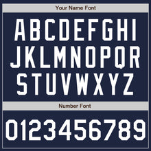 Load image into Gallery viewer, Custom Navy White Bomber Full-Snap Varsity Letterman Jacket
