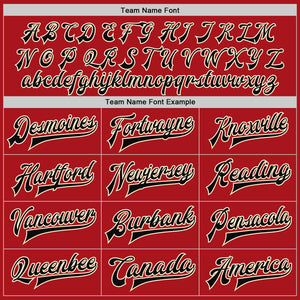 Custom Red Black-Cream Bomber Full-Snap Varsity Letterman Jacket