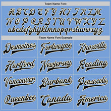 Load image into Gallery viewer, Custom Light Blue Black-Cream Bomber Full-Snap Varsity Letterman Jacket
