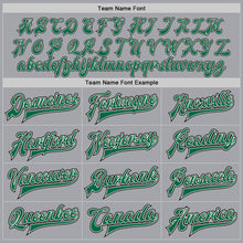 Load image into Gallery viewer, Custom Gray Kelly Green Cream-Black Bomber Full-Snap Varsity Letterman Jacket
