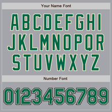 Load image into Gallery viewer, Custom Gray Kelly Green Cream-Black Bomber Full-Snap Varsity Letterman Jacket
