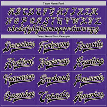 Load image into Gallery viewer, Custom Purple Black-Cream Bomber Full-Snap Varsity Letterman Jacket

