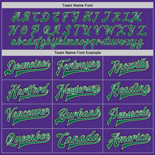 Load image into Gallery viewer, Custom Purple Kelly Green Cream-Black Bomber Full-Snap Varsity Letterman Jacket

