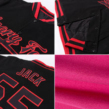 Load image into Gallery viewer, Custom Pink White Bomber Full-Snap Varsity Letterman Jacket
