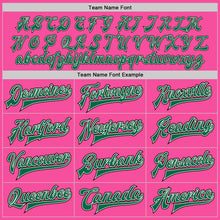 Load image into Gallery viewer, Custom Pink Kelly Green Cream-Black Bomber Full-Snap Varsity Letterman Jacket
