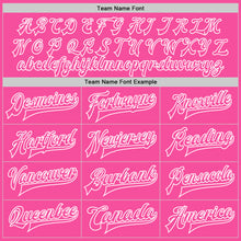 Load image into Gallery viewer, Custom Pink Pink-White Bomber Full-Snap Varsity Letterman Two Tone Jacket
