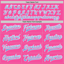 Load image into Gallery viewer, Custom Pink Light Blue-White Bomber Full-Snap Varsity Letterman Two Tone Jacket
