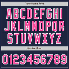 Load image into Gallery viewer, Custom Navy Pink-White Bomber Full-Snap Varsity Letterman Two Tone Jacket
