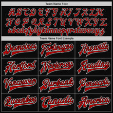 Load image into Gallery viewer, Custom Black Red-Gray Bomber Full-Snap Varsity Letterman Two Tone Jacket

