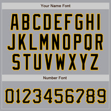 Load image into Gallery viewer, Custom Gray Black-Gold Bomber Full-Snap Varsity Letterman Two Tone Jacket
