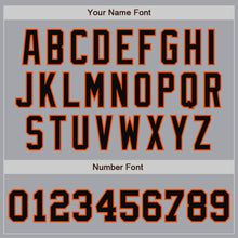Load image into Gallery viewer, Custom Gray Black-Orange Bomber Full-Snap Varsity Letterman Two Tone Jacket
