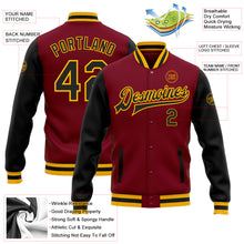 Load image into Gallery viewer, Custom Crimson Black-Gold Bomber Full-Snap Varsity Letterman Two Tone Jacket

