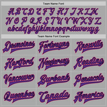 Load image into Gallery viewer, Custom Gray Pink Black-Purple Bomber Full-Snap Varsity Letterman Jacket
