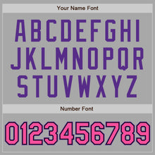 Load image into Gallery viewer, Custom Gray Pink Black-Purple Bomber Full-Snap Varsity Letterman Jacket
