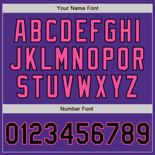 Load image into Gallery viewer, Custom Purple Black-Pink Bomber Full-Snap Varsity Letterman Jacket
