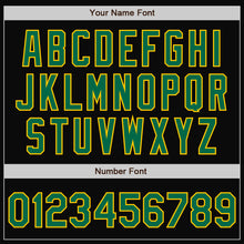 Load image into Gallery viewer, Custom Black Kelly Green-Yellow Bomber Full-Snap Varsity Letterman Jacket
