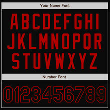 Load image into Gallery viewer, Custom Black Red Bomber Full-Snap Varsity Letterman Jacket
