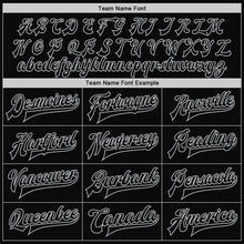 Load image into Gallery viewer, Custom Black Gray Bomber Full-Snap Varsity Letterman Jacket
